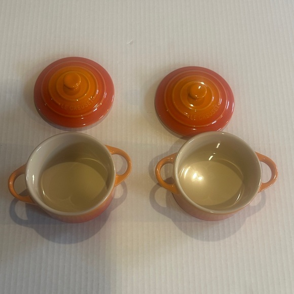 NWOT Le Creuset light and darker Orange Mini Cocotte Set of 2 great for baking - Picture 2 of 7